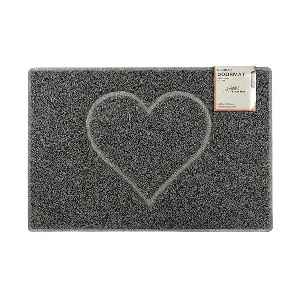 heart large embossed doormat in grey
