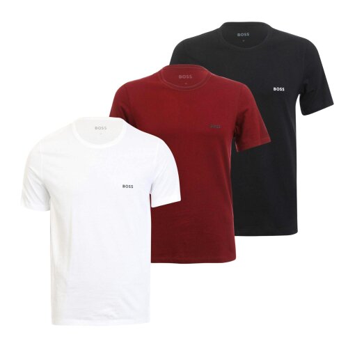 Boss Mens Logo T-Shirt (Pack of 3) - Black/White/Maroon - Black/White/Maroon - 100% Cotton