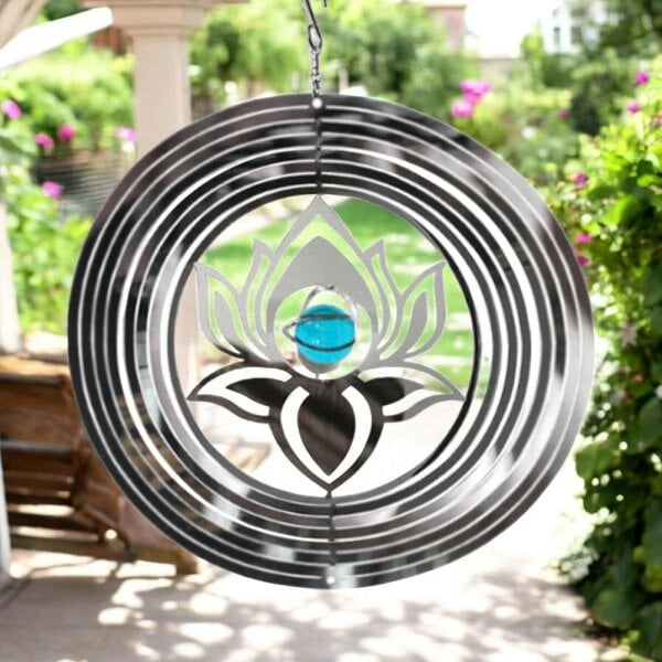 EDH Door Hardware Serenity Stainless Steel Hanging Wind Spinner – 34cm x 25cm | 3D Metal Kinetic Garden Ornament & Outdoor Wind Sculpture