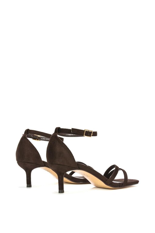 XY LONDON Open Toe Strappy Low Kitten Heel Sandal Shoes