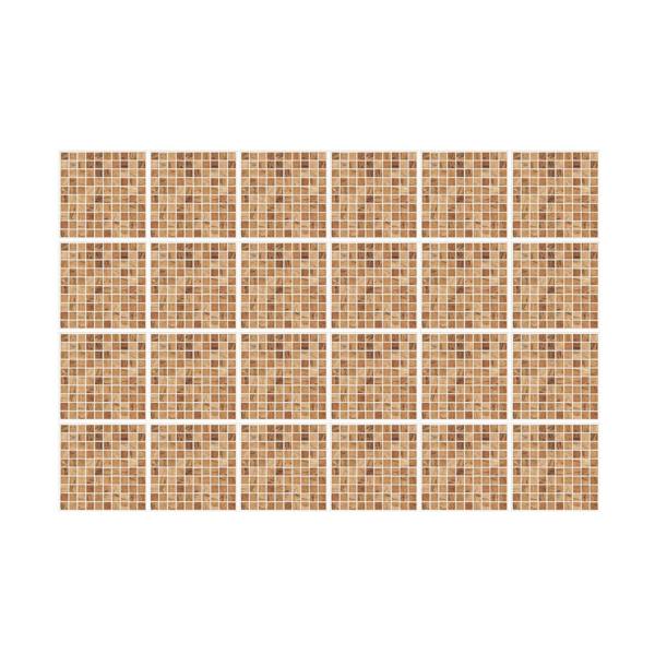 WALPLUS WT1592 - Triana Marble Brown and Cream Mosaic Wall Tile Sticker Set - 15 x 15 cm (6 x 6 in) - 24 pcs