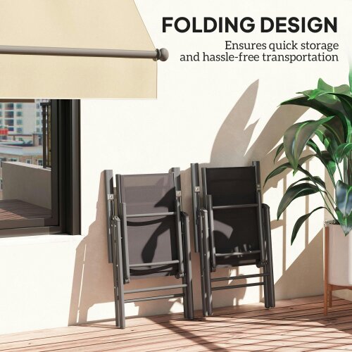 Wyld Haus Disusu Set Of 2 Aluminium Dark Grey Folding Garden Dining Chairs With Breathable Mesh