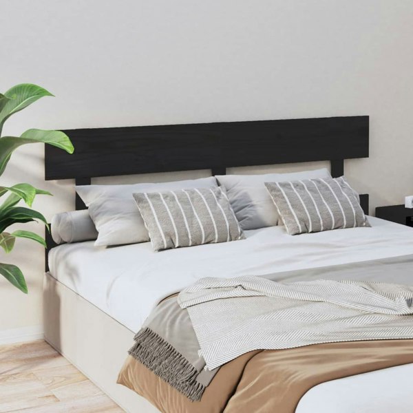 Berkfield Bed Headboard Black 164x3x81 cm Solid Wood Pine
