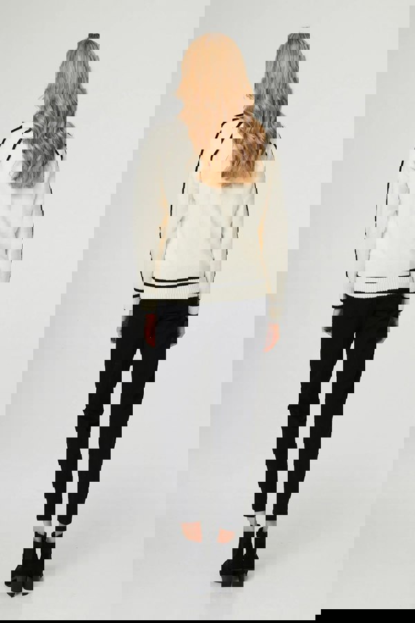 Cream | Contrast Trim Long Sleeve Jumper
