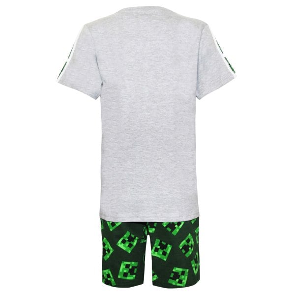 Minecraft Boys Short Pyjama Set - Heather Grey/Green/Black