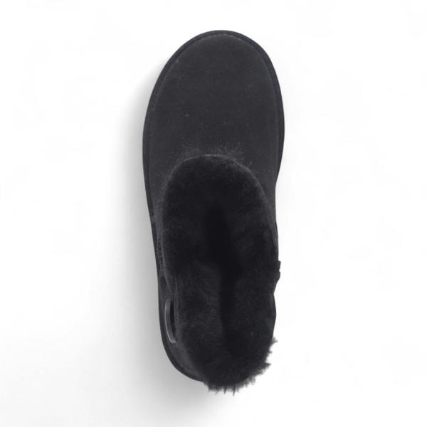 Infinity Leather Women's Sheepskin Suede Black Ankle Bootie Warm Winter Boots - Alpine