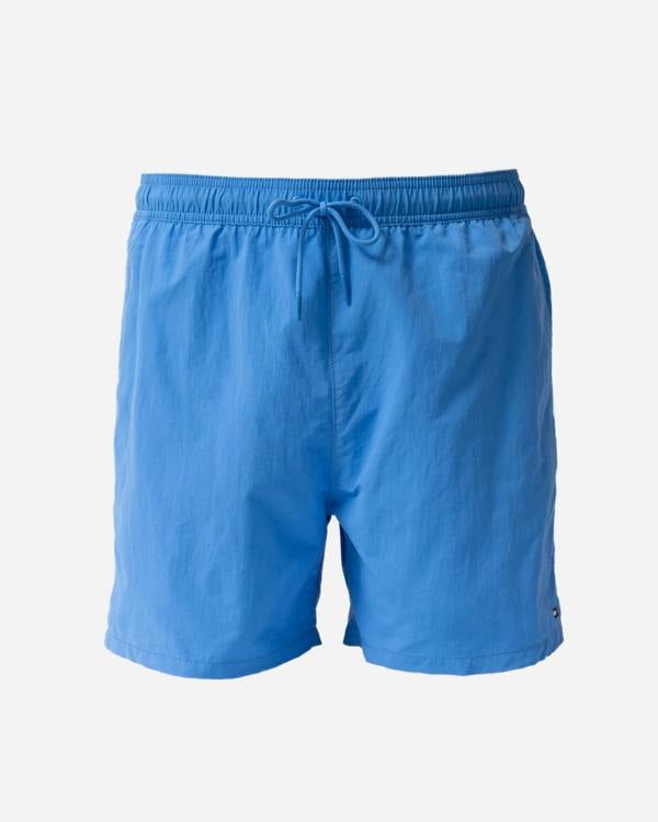 front of Tommy Hilfiger Solid Mens Drawstring Swimming Shorts in Blue Spell