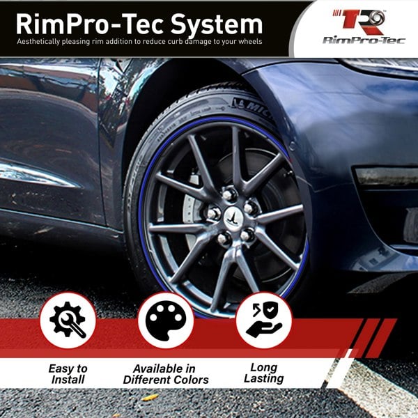 RimPro-Tec Group 4x Black Base's 4x Dark Blue Pinstripe's / RimPro-Tec® Wheelbands™ car wheel styling kit