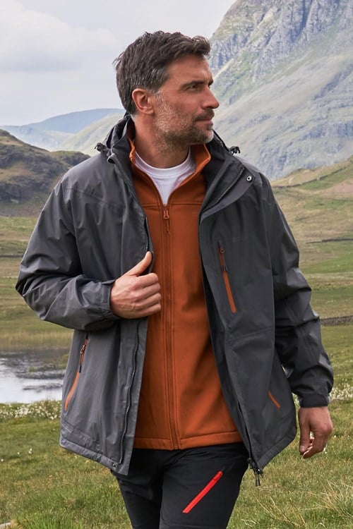 Mountain Warehouse Mens Bracken Extreme 3 in 1 Waterproof Jacket - Dark Grey