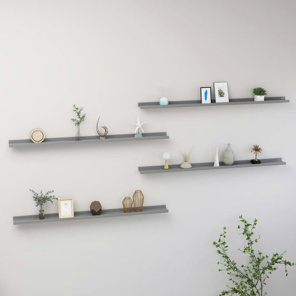 Berkfield Wall Shelves 4 pcs Grey 115x9x3 cm