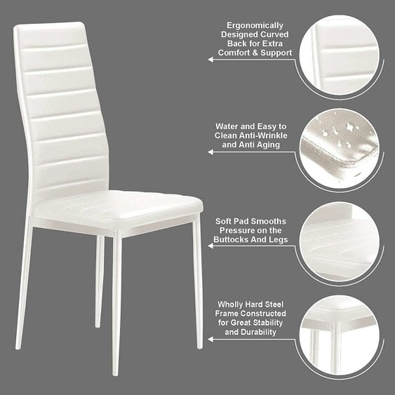 Kosy Koala Dining Chairs Set of 6 White Leather Kitchen Chairs