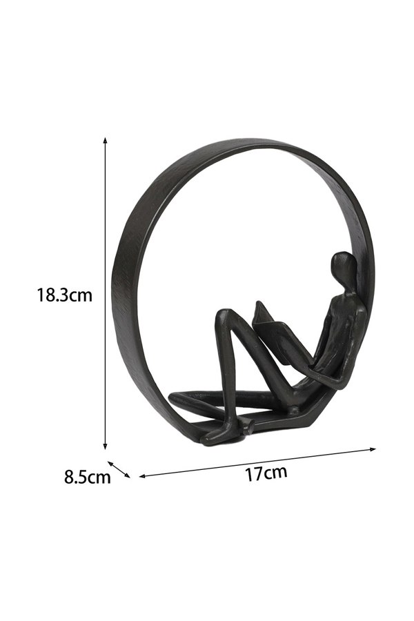 Living and Home Metal Statue Reading Men in Circle Desktop Ornament Figurines