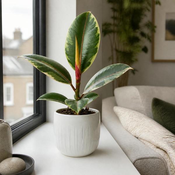 Ficus Belize Pink Rubber Plant 12cm Pot – Variegated Indoor Houseplant The Rose Press Garden