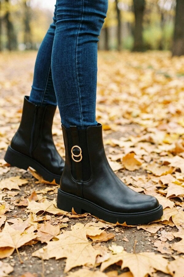 ikrush Pilar Gold Ring Chunky Chelsea Boots