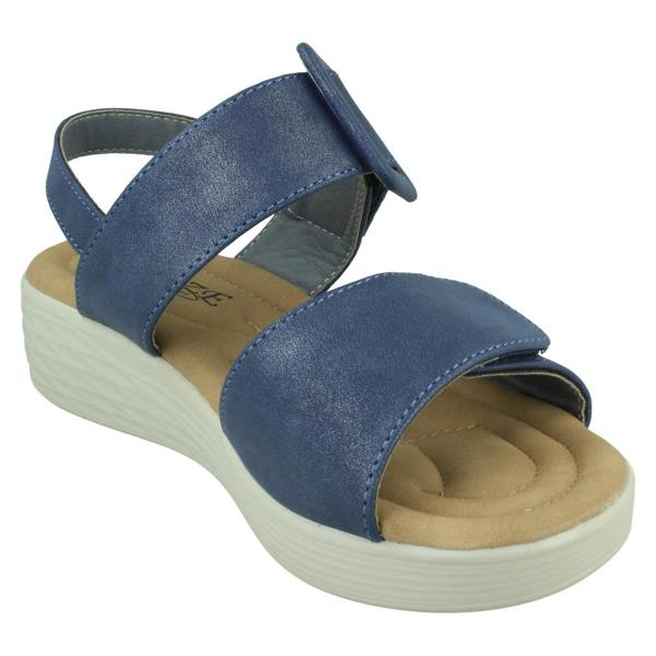 Eaze Ladies Eaze Low Wedge Mule Sandal with Chunky Buckle Strap F12080