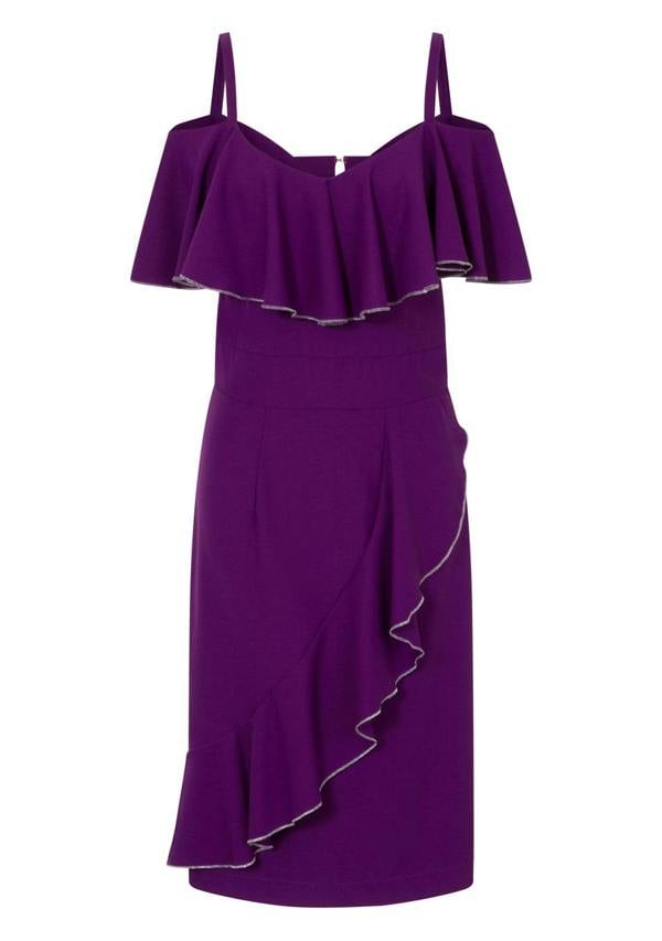 HotSquash Metallic Trimmed Bardot Dress