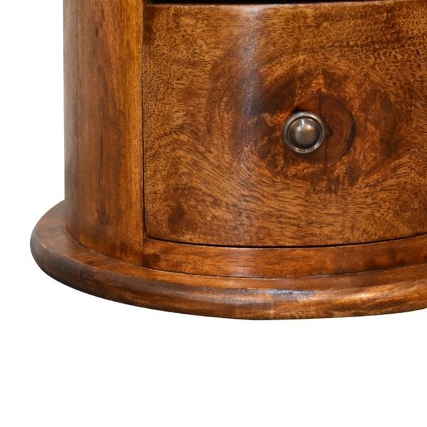 Wyld Haus Olbia Mini Chestnut Mango Wood Drum Chest 3 Drawers