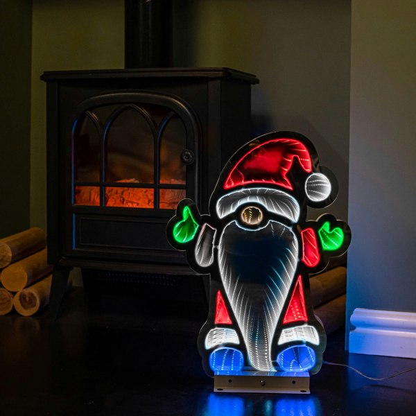 Samuel Alexander 40cm Infinity Christmas Santa with Metal Base and Multi-Coloured LEDs