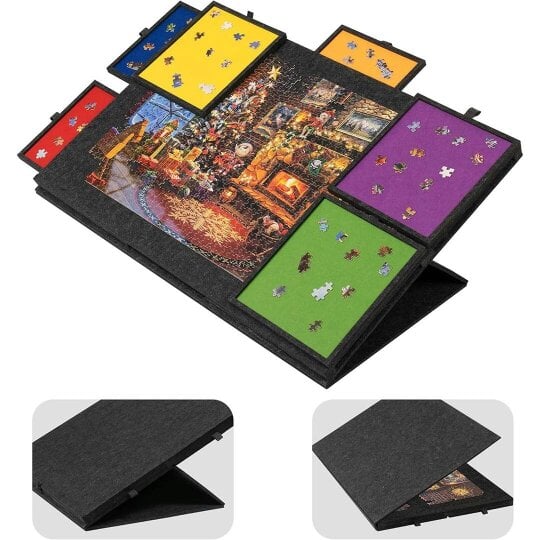 Havendro 1000PCS Tilting Puzzle Board with 2in1 Designed Stand Cover Felt Mat w/ 6 Drawer