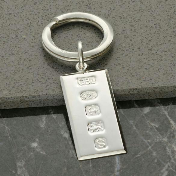 Christopher James of London Sterling Silver Large Hallmarked Ingot Keyring With Optional Engraving
