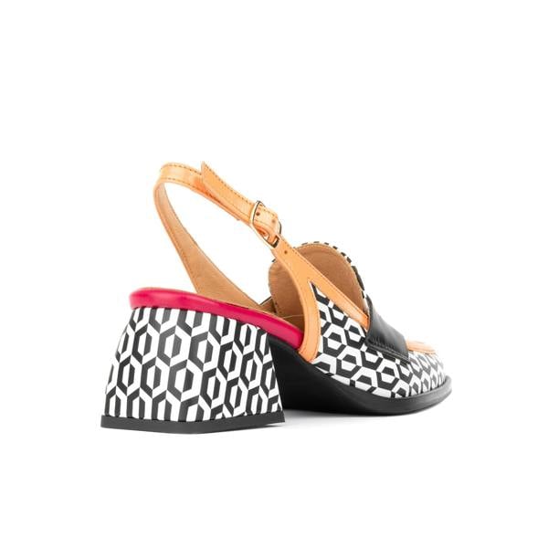 Embassy London Diana - Peach & Hexa Print - Women's block heel slingback leather pump