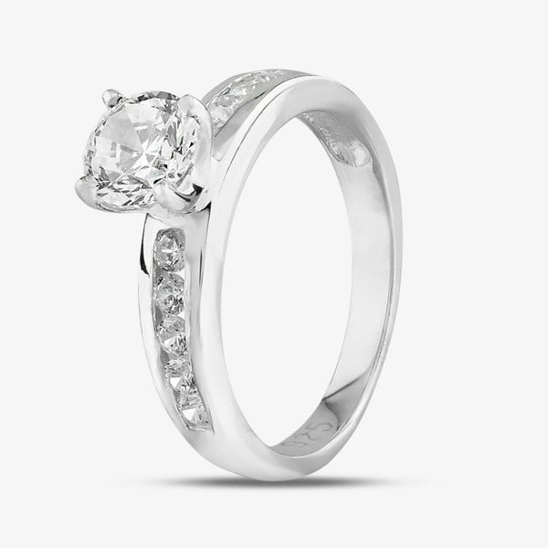 T. H. Baker Sterling Silver & Clear Crystal Four Claw Solitaire Ring DPR8208SIL