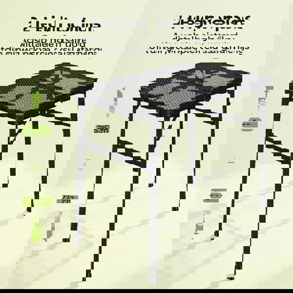 Levede Folding Camping Table Adjustable Height Aluminium Picnic Desk Black 60cm