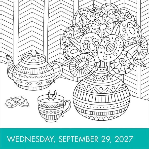 Calm Colouring Desk Calendar 2027, Desk Calendars, Day To View, Lifestyle, Gift