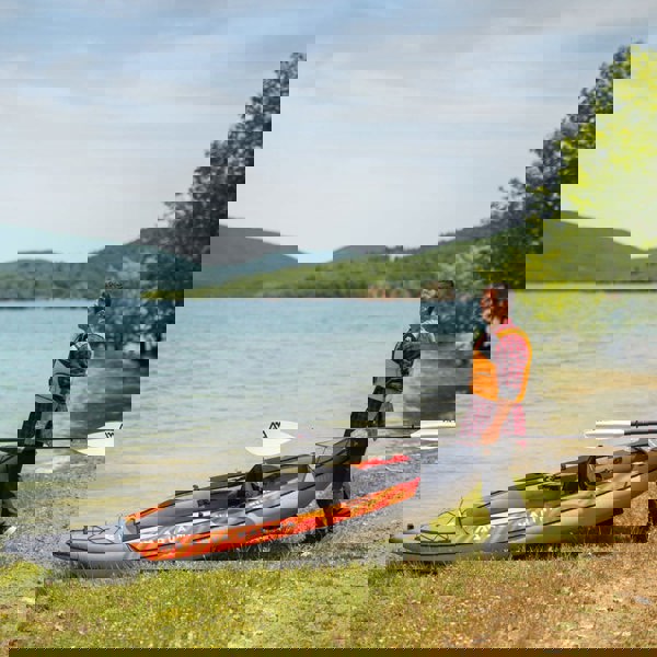 Aqua Marina Memba 330 Drop-Stitch Floor, Polyester Cover Inflatable Kayak Package for 1 Person