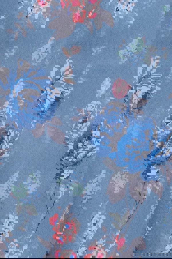 Floral Printed Chiffon Ruffle Maxi - Blue DR3750