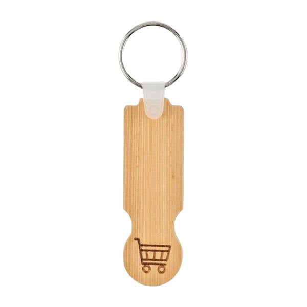 MidOcean Compras Bamboo Shopping Trolley Keyring - Wood - 