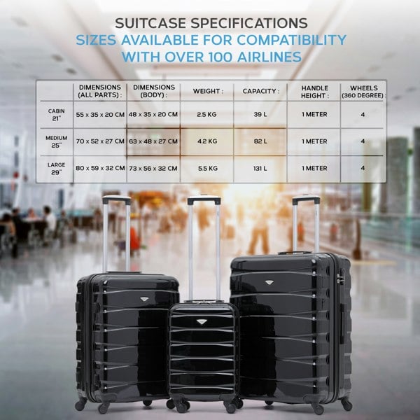 Flight Knight 29" Large Suitcase Check-in Hold Luggage Hard Shell 4 Wheels TSA Lock