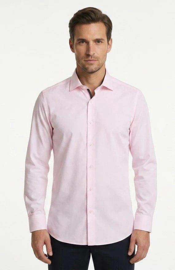 Men's Long Sleeve Button-Down Dress Shirt - Pink - TruClothing.com - 7