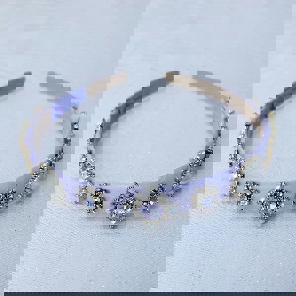 Lilac headband lilac hair band thin hair band with Pearls and Jewels 