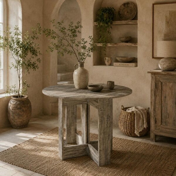 Wyld Haus Tase Wooden Grey Folding Drop Leaf Dining Table For Compact Spaces