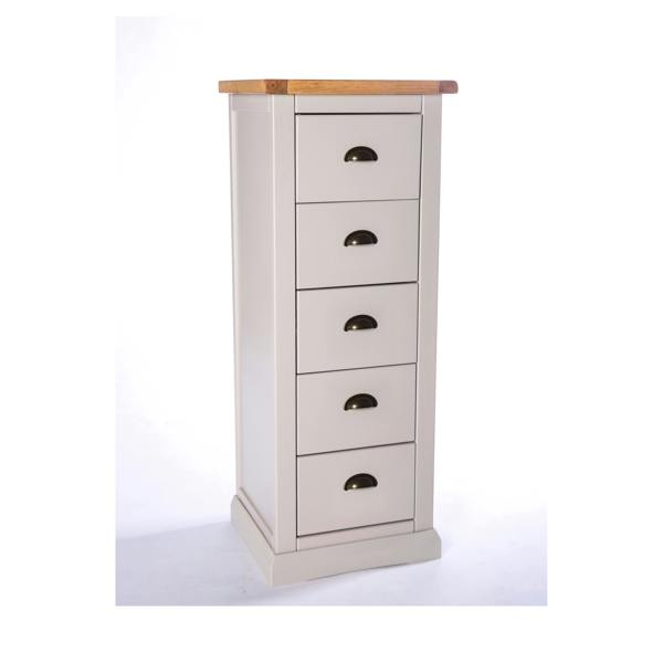 Cabinet Bits Loreo 5 Drawer Narrow Chest of Drawers Brass Cup Handle