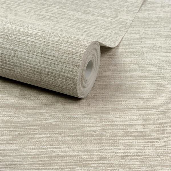 Grandeco Boutique Johor Fabric Blocked Stripe Luxury Weight Embossed Wallpaper, Oat Beige