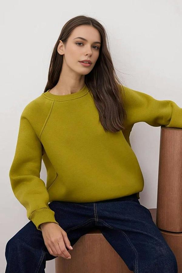 WOVCOR Basic Raglan Sleeve Crew Neck Knit Sweatshirt