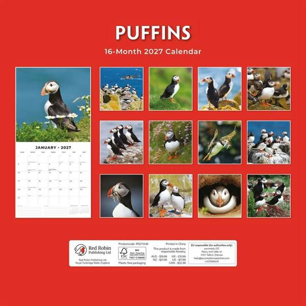 Puffins Calendar 2027, Wall Calendars, Month To View, Animals, Gift
