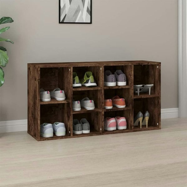 Berkfield Shoe Bench Smoked Oak 103x30x54.5 cm Engineered Wood