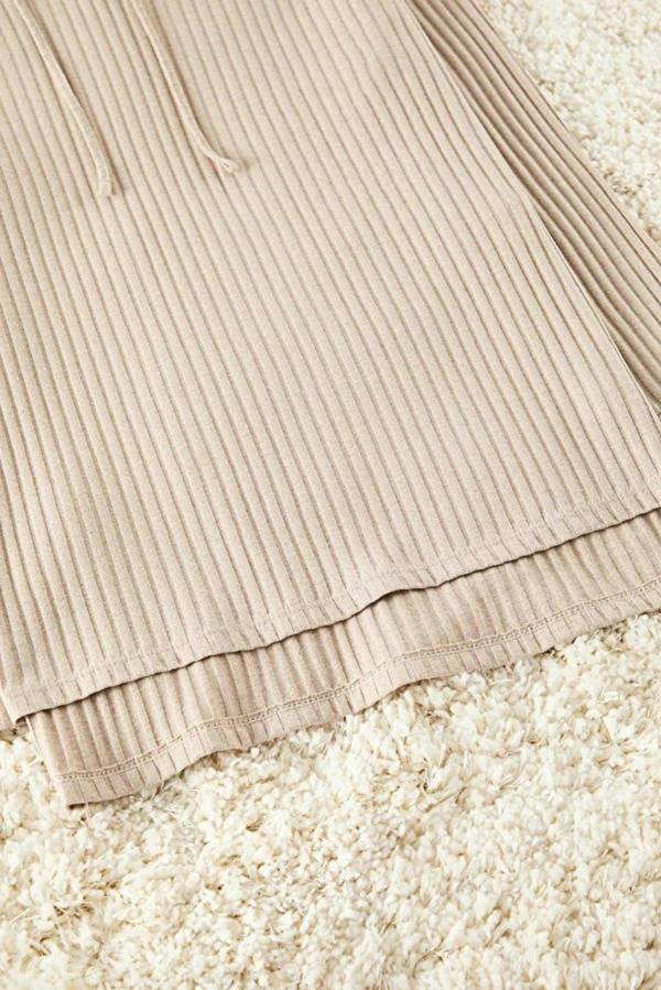 WOVCOR 2 Piece Ribbed Knit Pajama Set with Hood
