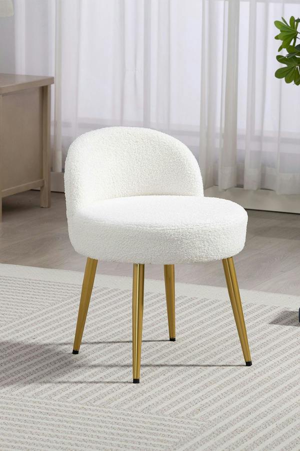 Living and Home Teddy Fleece Dressing Table Stool with Iron Legs
