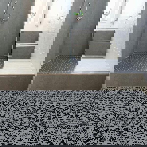 WFS6019 - Dark Cement Seamless Floral Pattern Floor Stickers 120cm x 60 cm