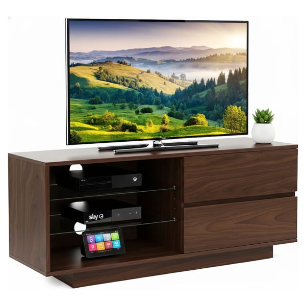 Centurion Supports Gallus Premium Walnut with 2-Walnut Drawers and 3-Shelves 32"-55" LED/OLED/LCD TV Cabinet