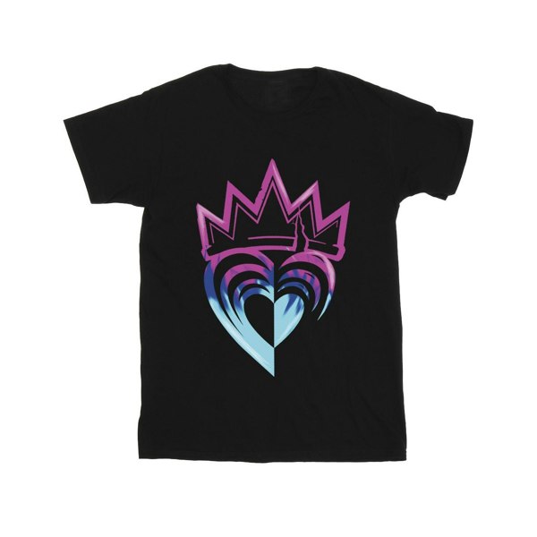 Disney Girls Descendants Pink Crown Cotton T-Shirt - Black