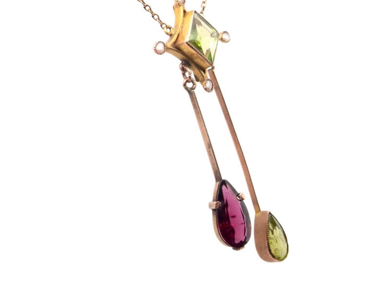 Vintage Tom An antique garnet and peridot pendant