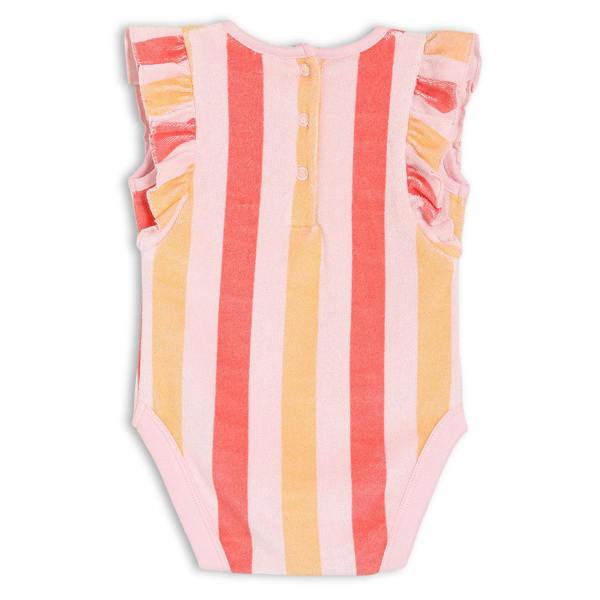 Mini Cuddles Baby Girls Strawberry Embroidered Striped Bodysuit, Multicolour
