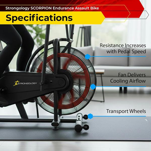 Homeology SCORPION Assault Bike - Compact Home Fitness Stationary Bike for Full Body Workouts with Smooth Fan Resistance and LCD Display