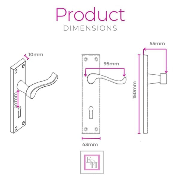 EDH Door Hardware Lock Door Handles Modern Brass Victorian Scroll Interior Door Handle 2 Pairs+