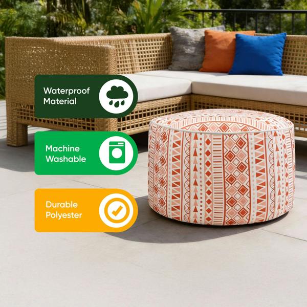 Gardenwize Outdoor Pouf Ottoman – Morocco Cube Inflatable Footstool